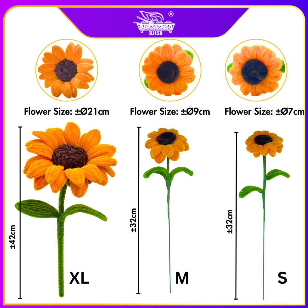 [1PC] Handmade Bunga Kawat Bulu Matahari | Sunflower Chenille Stem | Hadiah Graduation Birthday AF10009-AF10011