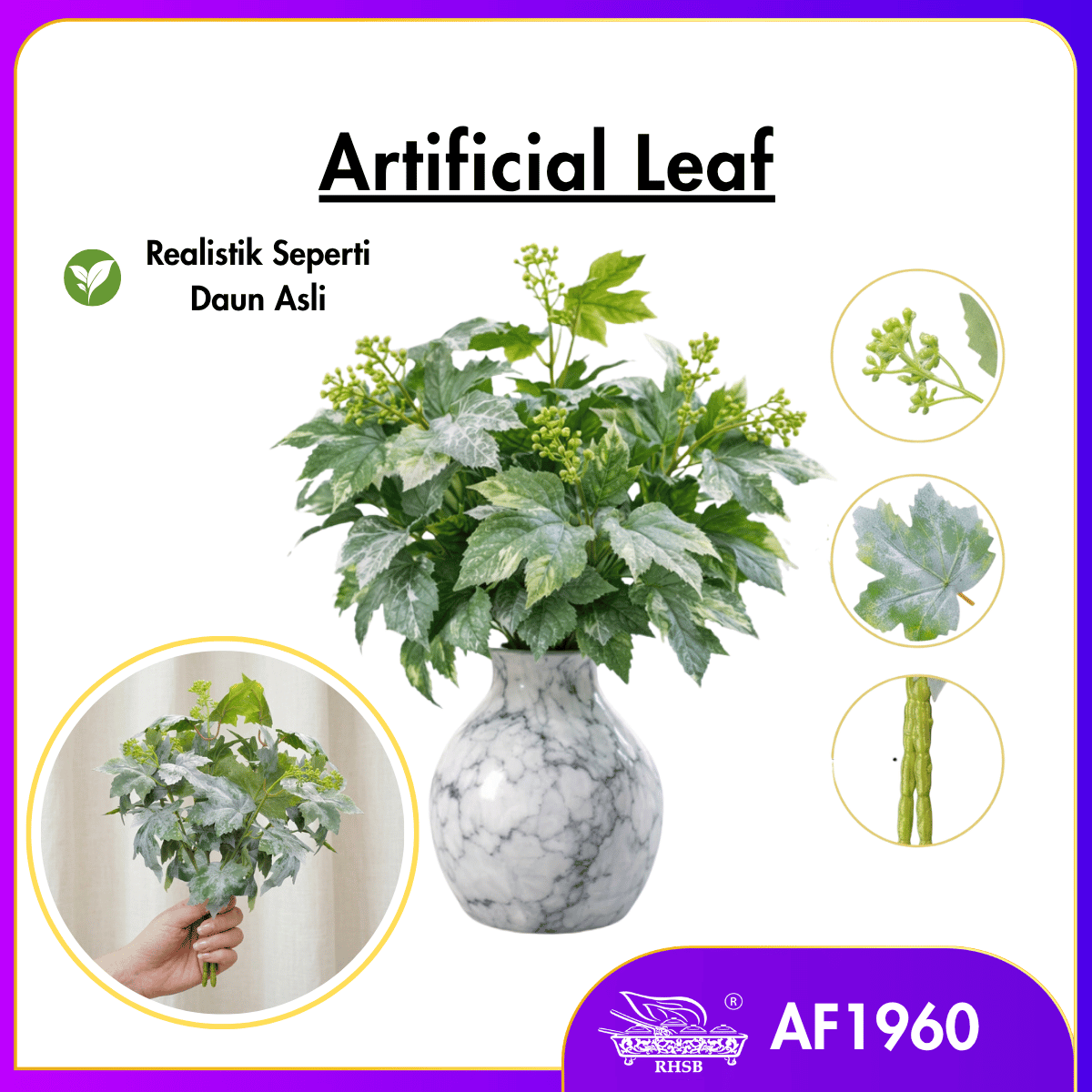 [1PC] Daun Maple & Anggur Tiruan 42CM | Artificial Leaf Branch Home Decoration AF1960