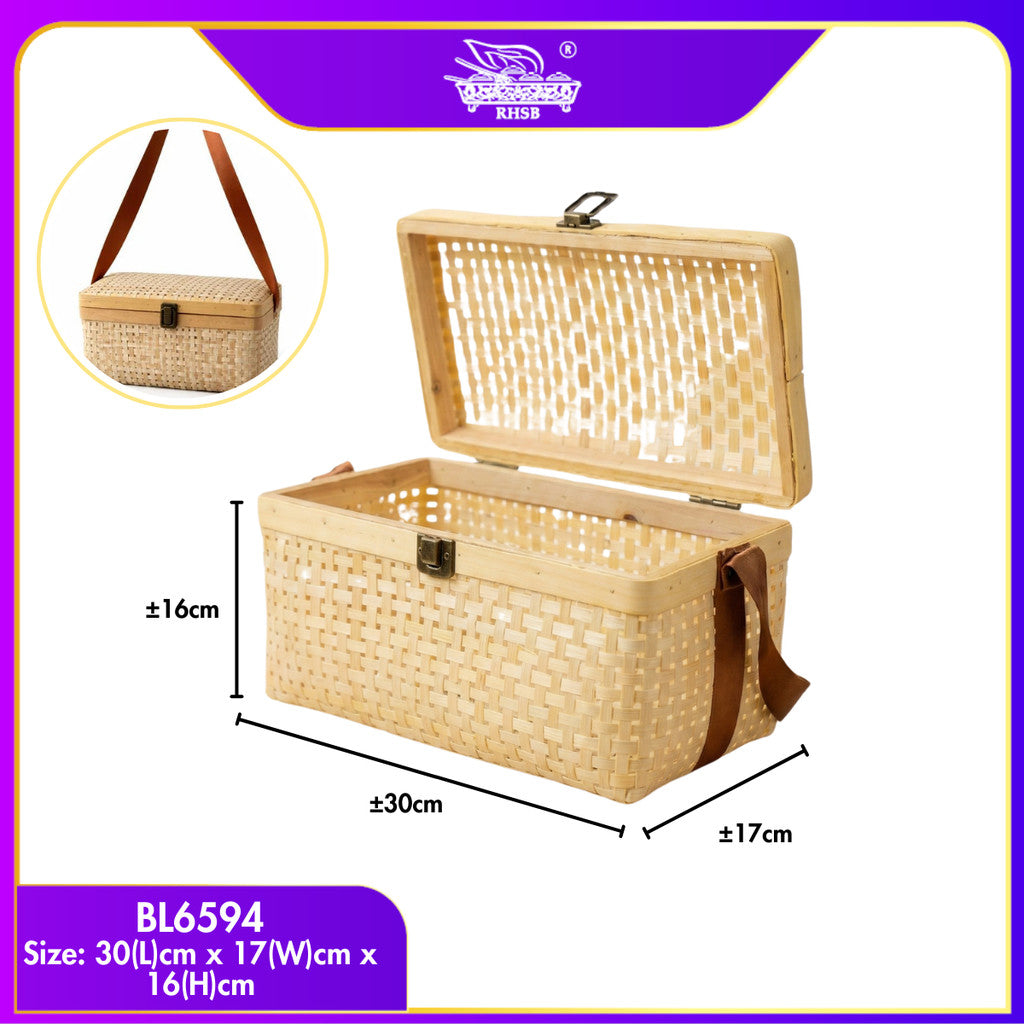 [1PC] Bakul Rotan Anyaman Tangan | Bekas Simpanan Serbaguna | Dekorasi Rumah BL6594