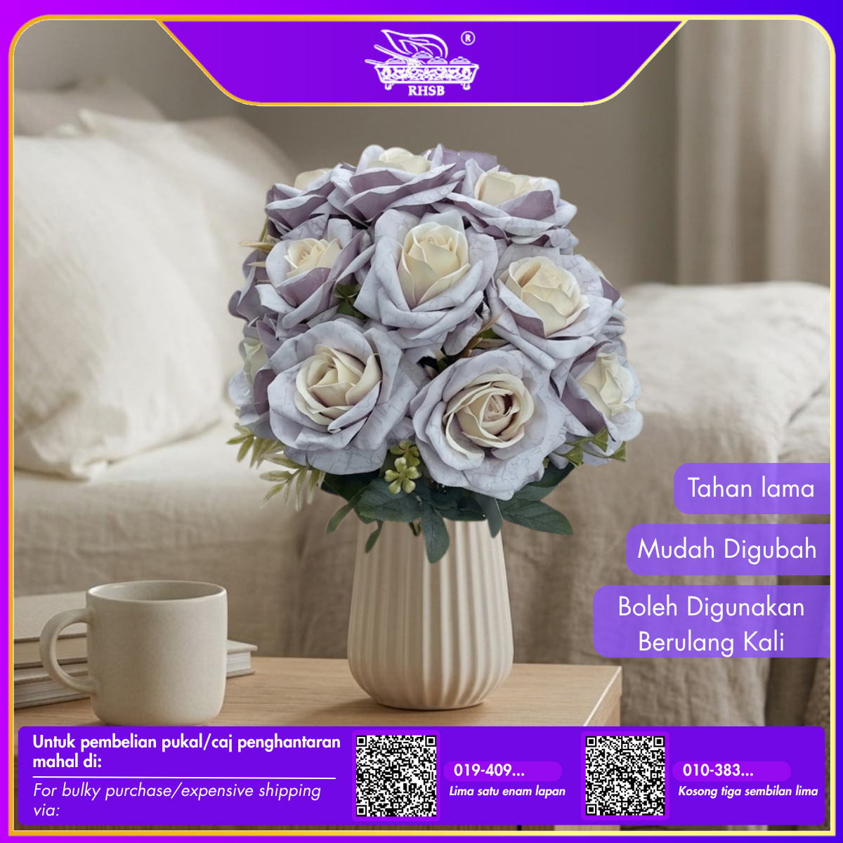 [1 PC] Artificail Rose 42cm | Bunga Ros Gubahan AF10007