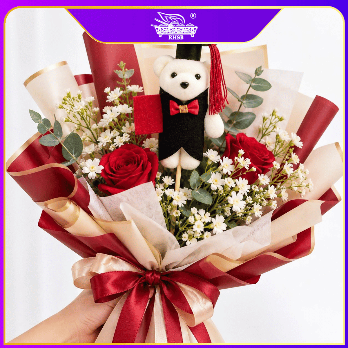 [1PC]CONVO BEAR /TEDDY BEAR /VALENTINE BEAR /FLOWER BOUQUET /PATUNG LOVE /HADIAH / CONVOCATION BEAR / PATUNG KONVO TOY-B150