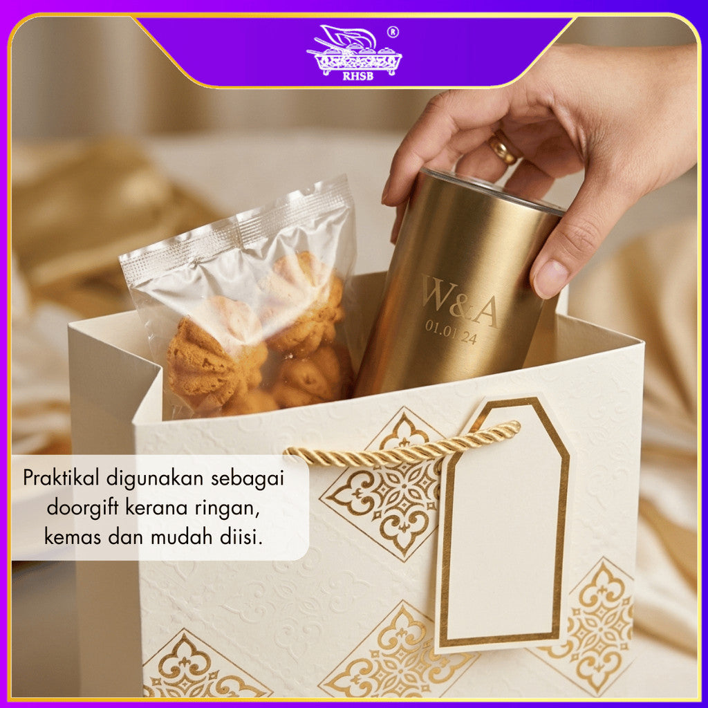 [P10P] PREMIUM  GOLD HOTSTAMPING PAPER BAG / GOODIES BAG / BEG JAMUAN / WEDDING GIFT BAG / DOORGIFT / PB3224