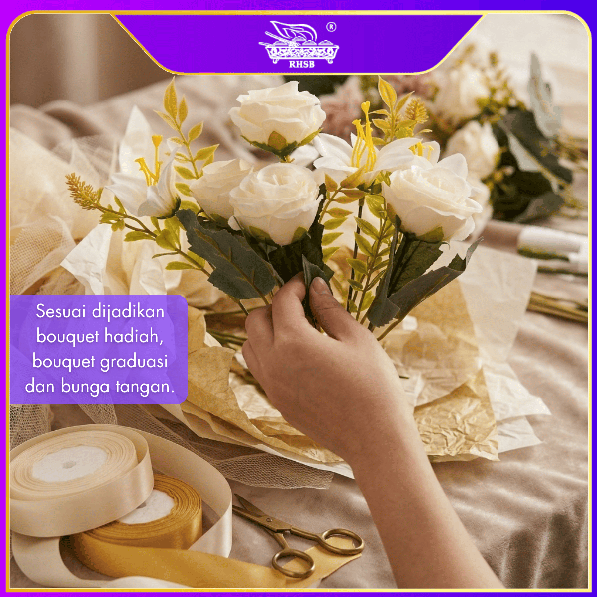 [1 PC] Camelia Rose | Hand Bouquet | Bunga Rose | Bunga Peony | Bunga Hiasan | Artificial Flower | AF10022