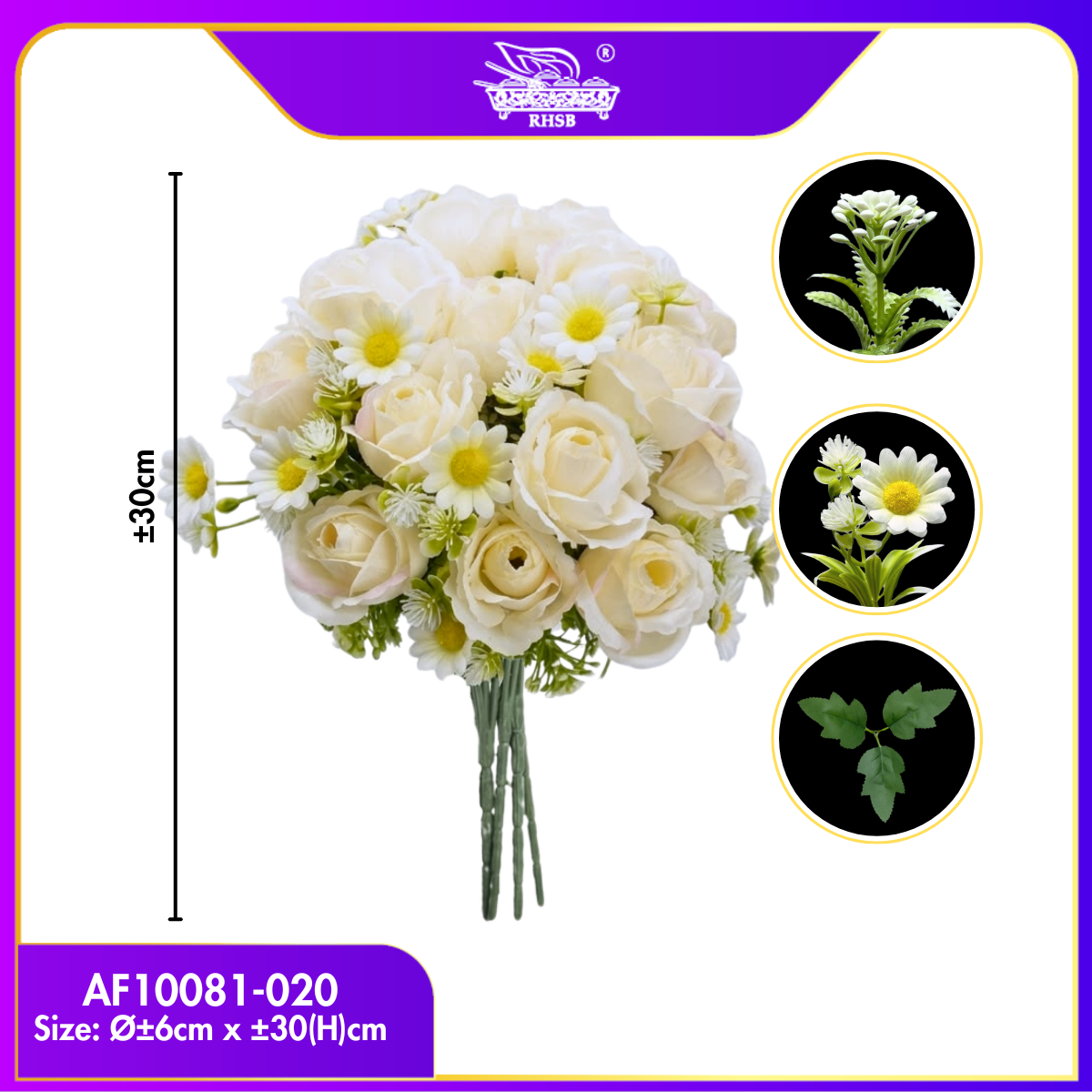 Artificial Rose Daisy 30cm | Bunga Rose Mawar  AF10081