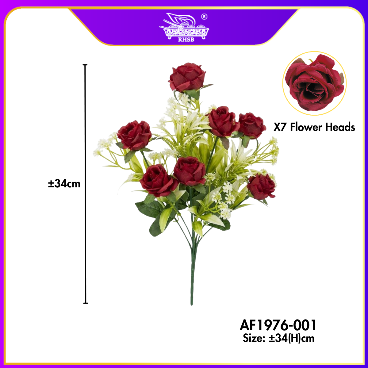 [1 PC] Artificial Mini Rose 34cm  | Bunga Mawar Gubahan Hantaran Pelamin | Wedding | Doorgift | Home Decoration AF1976 [1/18/36]