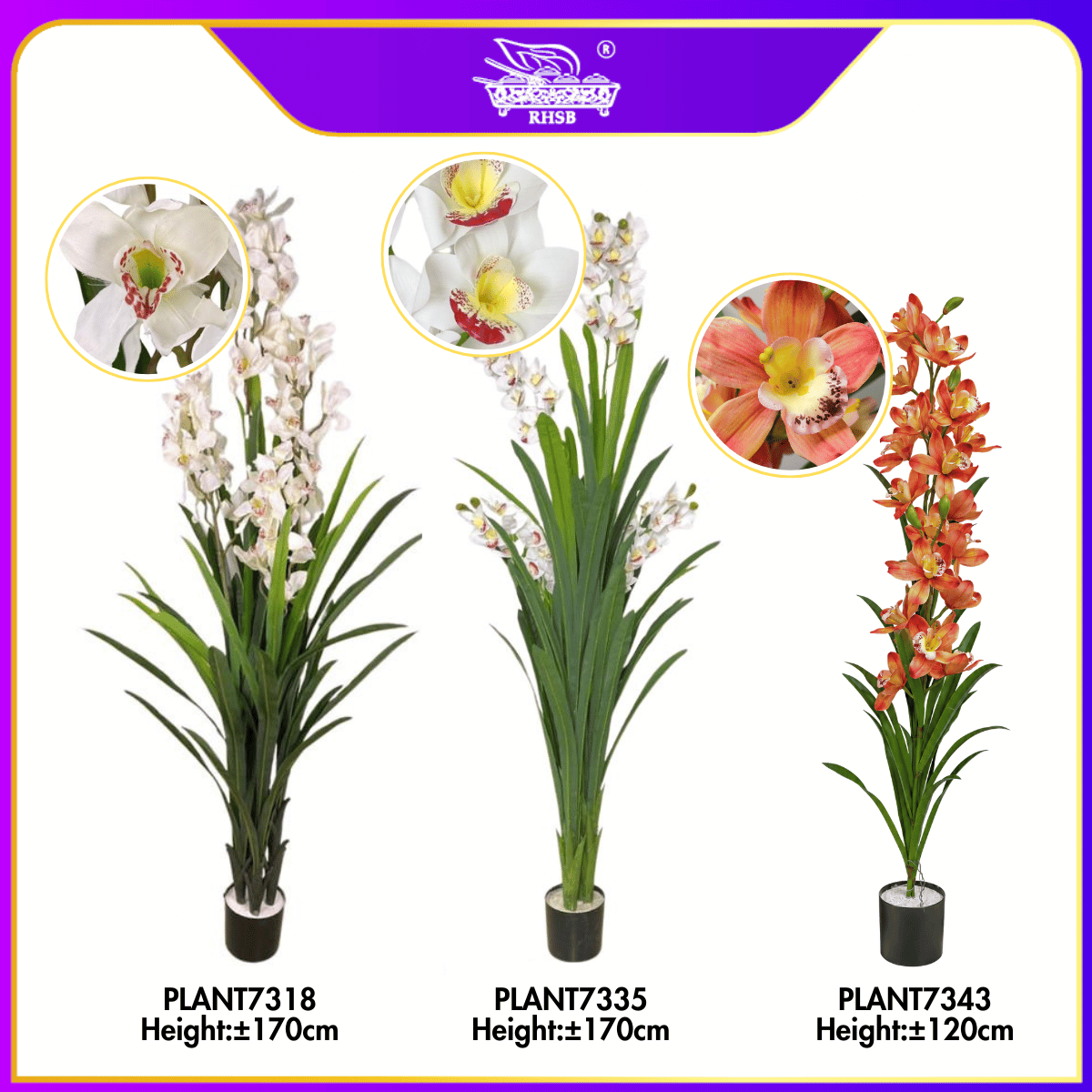 [1 PC] Artificial Orchid Plant 120cm | Pokok Orkid | Bunga Orkid Hiasan Rumah | Pokok Hiasan