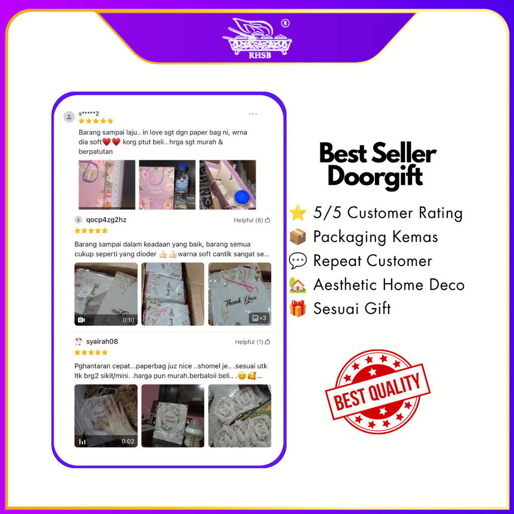 [P10P] PREMIUM  GOLD HOTSTAMPING PAPER BAG / GOODIES BAG / BEG JAMUAN / WEDDING GIFT BAG / DOORGIFT / PB3224