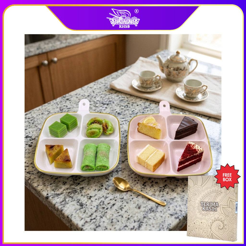 [10 SET] Doorgift Kahwin Pinggan Petak 4 Bahagian | Tray Sos Buah Kuih Snek Hidangan Tetamu GF6407-GF6408