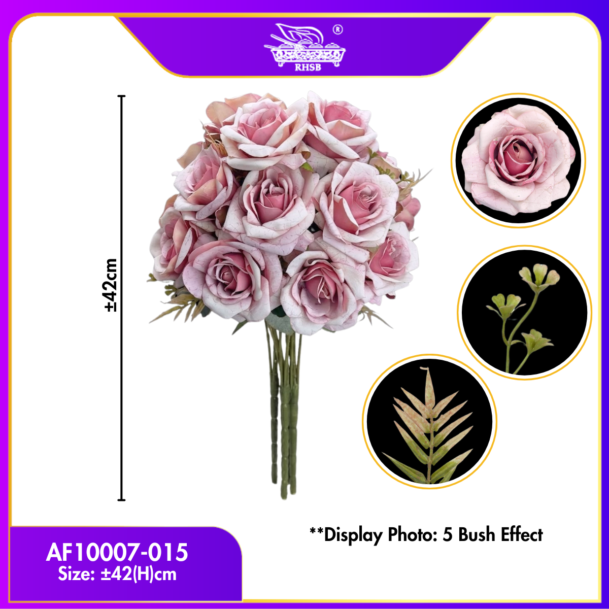 [1 PC] Artificail Rose 42cm | Bunga Ros Gubahan AF10007