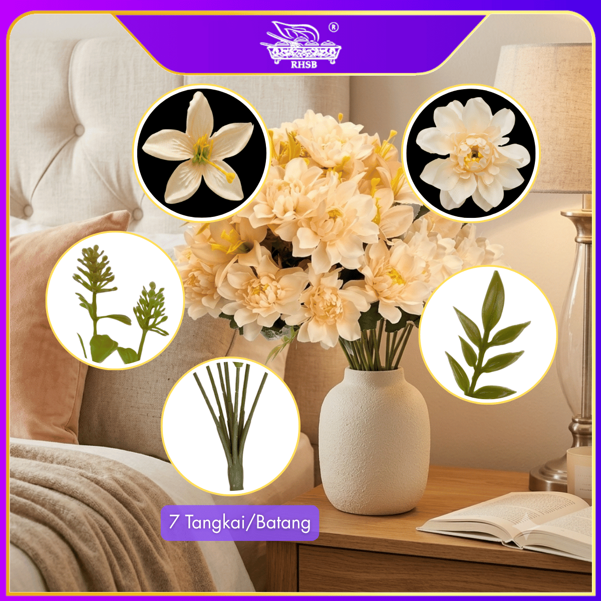 [1 PC] Artificial Dahlia Bush | Faux Dahlia | Bunga Dahlia | Bunga Hiasan | Flower Bouquet | AF10023