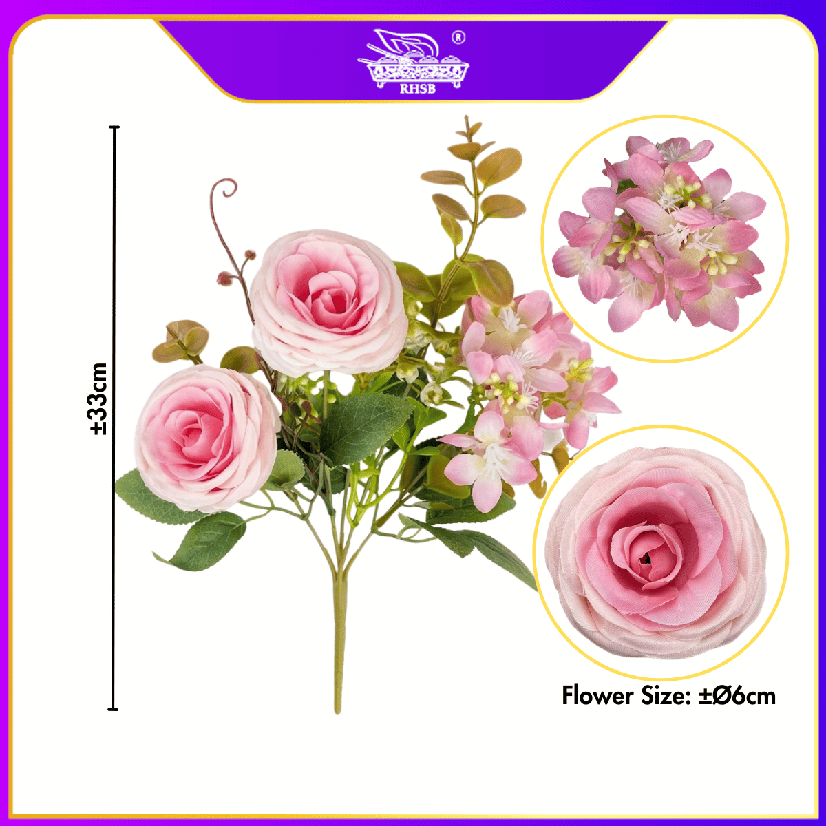 [1 PC] Artificial Rose Dahlia | Flower Bouquet | Bunga Peony | Bunga Hiasan | Dahlia With Rose | Artificial Flower | AF10002