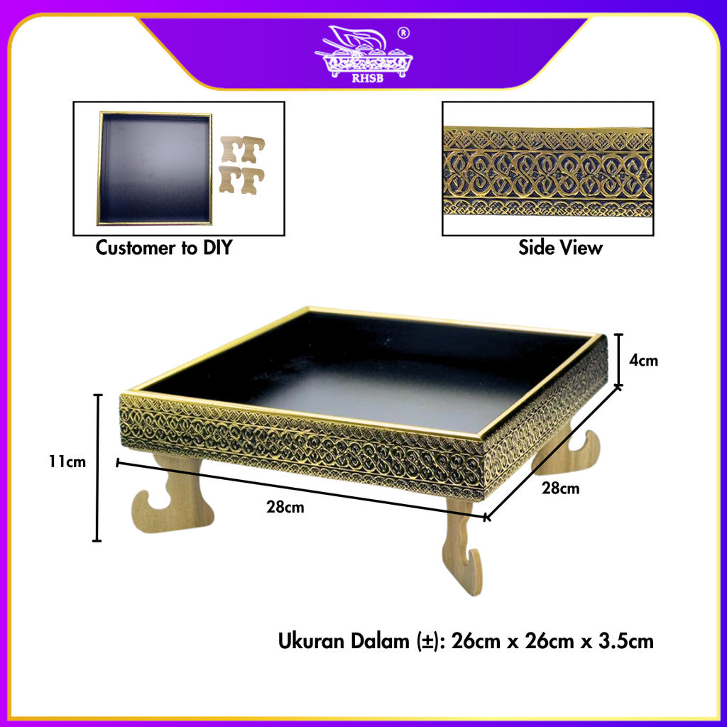 [1 PC] Dulang Hantaran Kayu Elegant Premium | Wooden Tray Gold Black White Kayu | Kahwin Nikah Tunang Murah Cantik MY