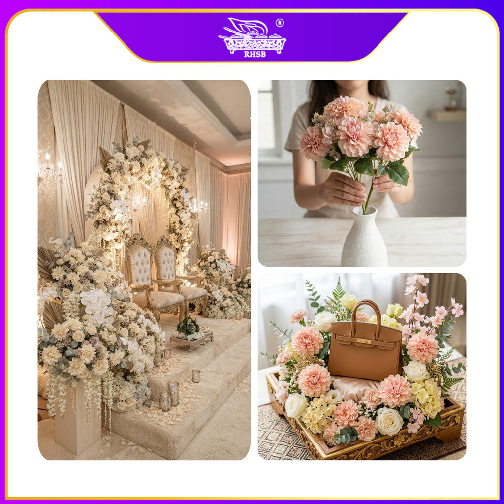[1 PC] ARTIFICIAL MUM BALL FLOWER X8 HEAD 30CM / BUNGA HIASAN TANGAN / GUBAHAN HANTARAN KAHWIN / HOME DECOR AF1945