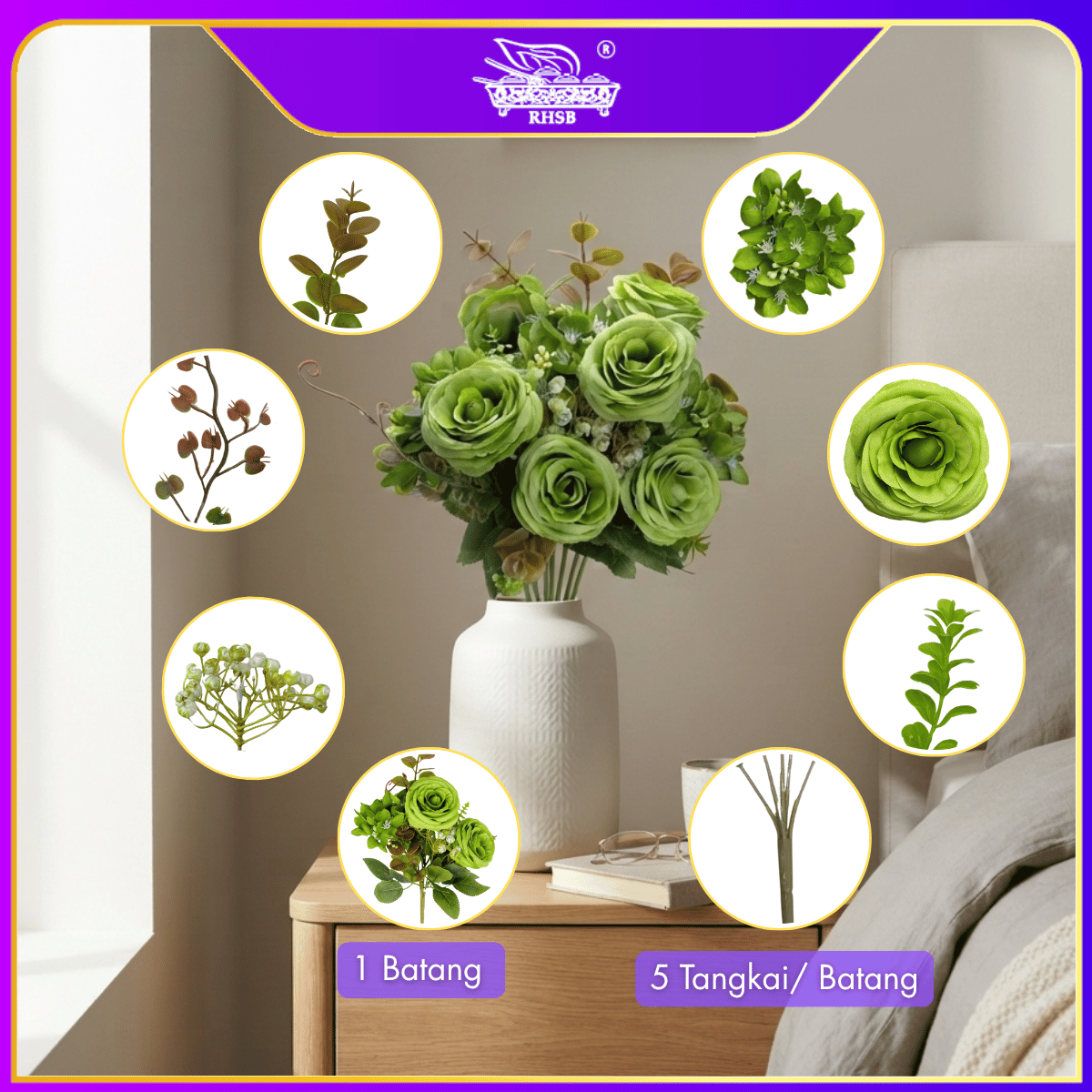 [1 PC] Artificial Rose Dahlia | Flower Bouquet | Bunga Peony | Bunga Hiasan | Dahlia With Rose | Artificial Flower | AF10002