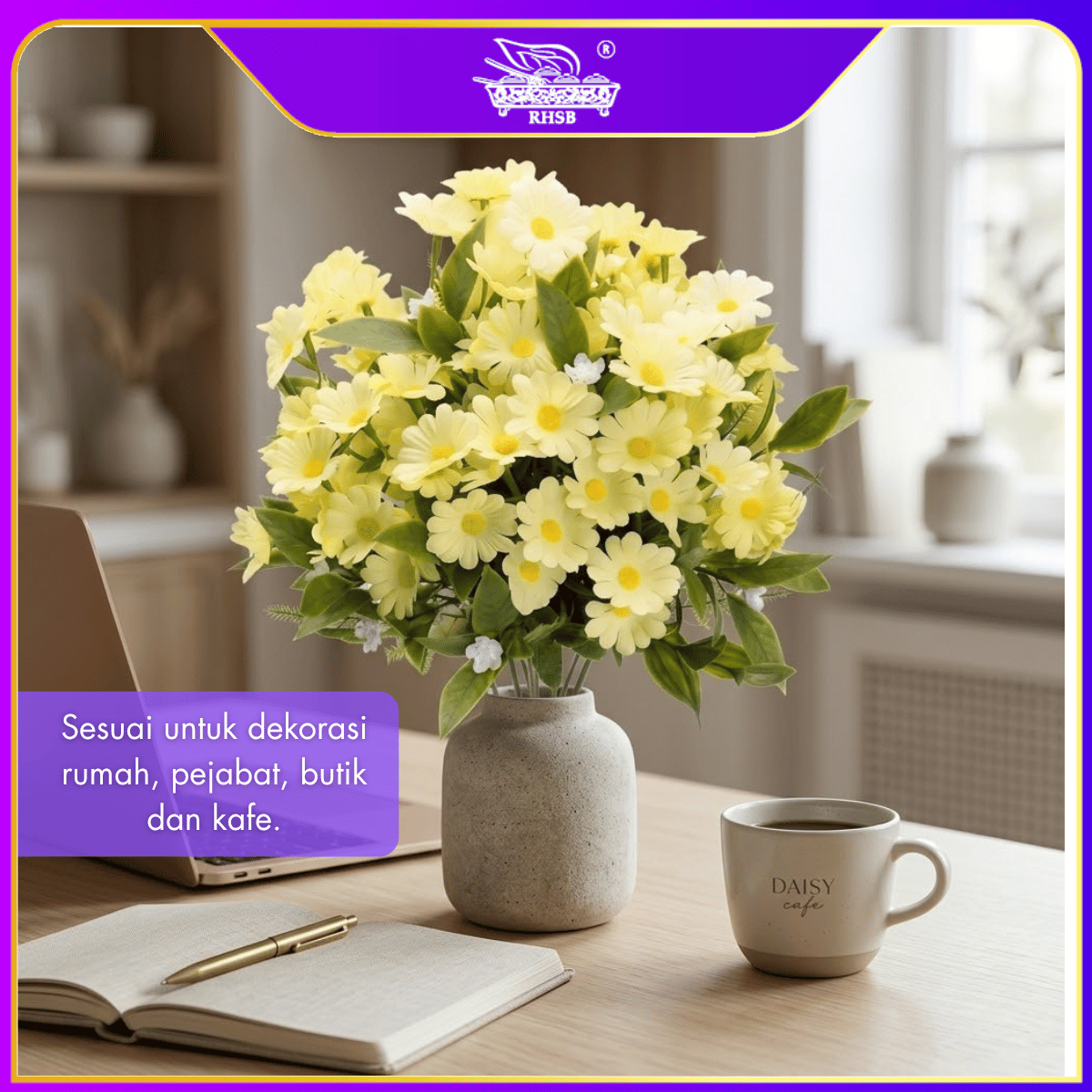 [1 PC]  Artificial Daisy Flower Bunga Rose Mawar | Bouquet Pengantin Wedding Decoration Hiasan Rumah AF10018