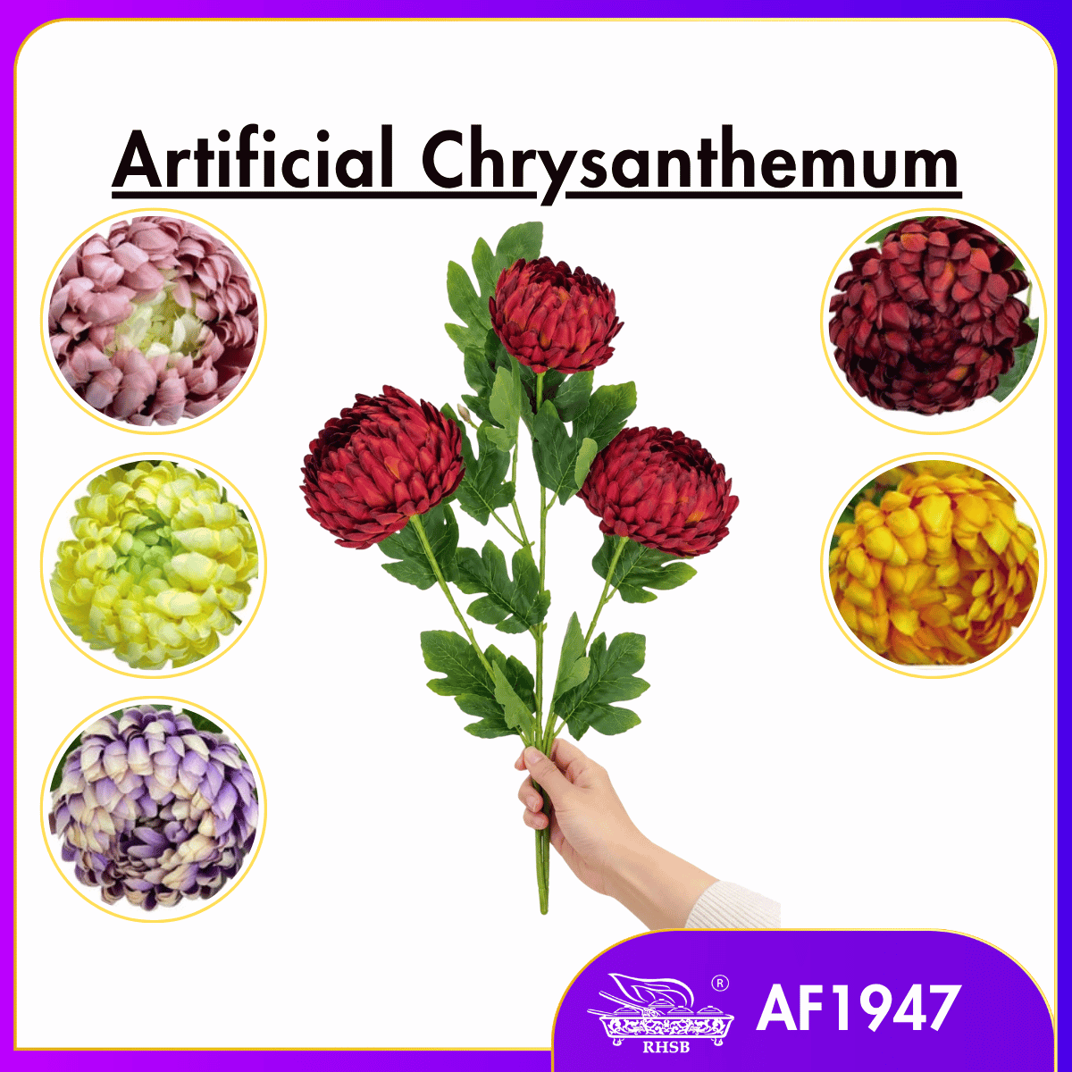 [1 PC] 64CM Artificial Chrysanthemum Flower Stem / Bunga Hiasan Kekwa / Tall Fake Flower for Home Wedding Decoration AF1947