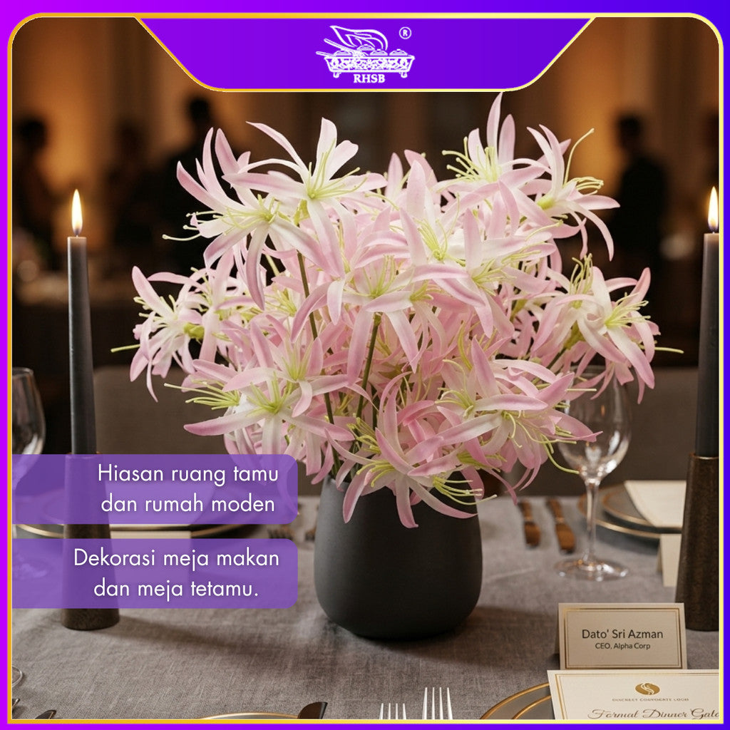 [1 PC] 3 Heads Spider Lily Artificial Flower 67CM | Bunga Palsu Hiasan Rumah Wedding Deco AF10008