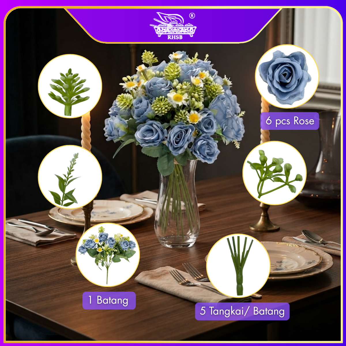 [1 PC] Camelia Rose | Vintage Rose | Artificial Rose | Bunga Rose | Bunga Hiasan | Artificial Flower | AF1971