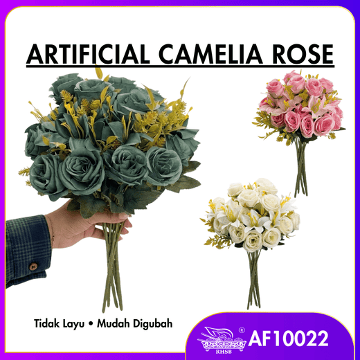 [1 PC] Camelia Rose | Hand Bouquet | Bunga Rose | Bunga Peony | Bunga Hiasan | Artificial Flower | AF10022