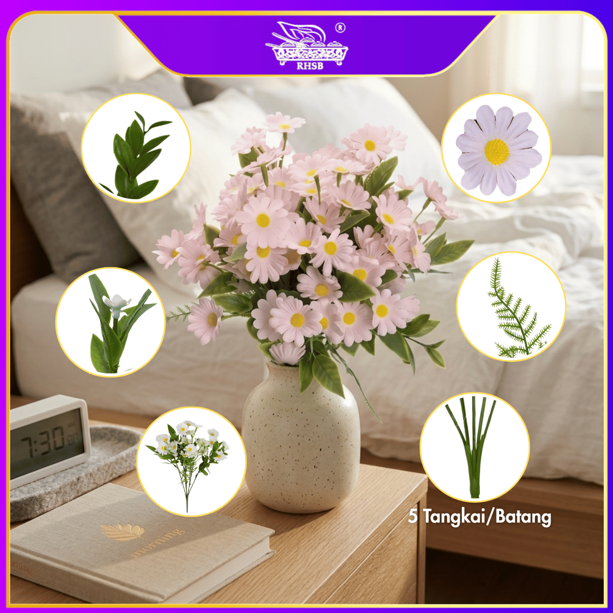 [1 PC]  Artificial Daisy Flower Bunga Rose Mawar | Bouquet Pengantin Wedding Decoration Hiasan Rumah AF10018