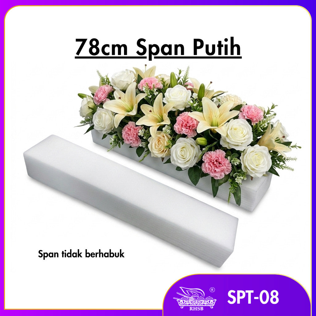 [1 PC] Span Putih 78cm Panjang | Span Bunga Tidak Berhabuk | Floral Foam Gubahan Bunga Pelamin Bouquet SPT-08