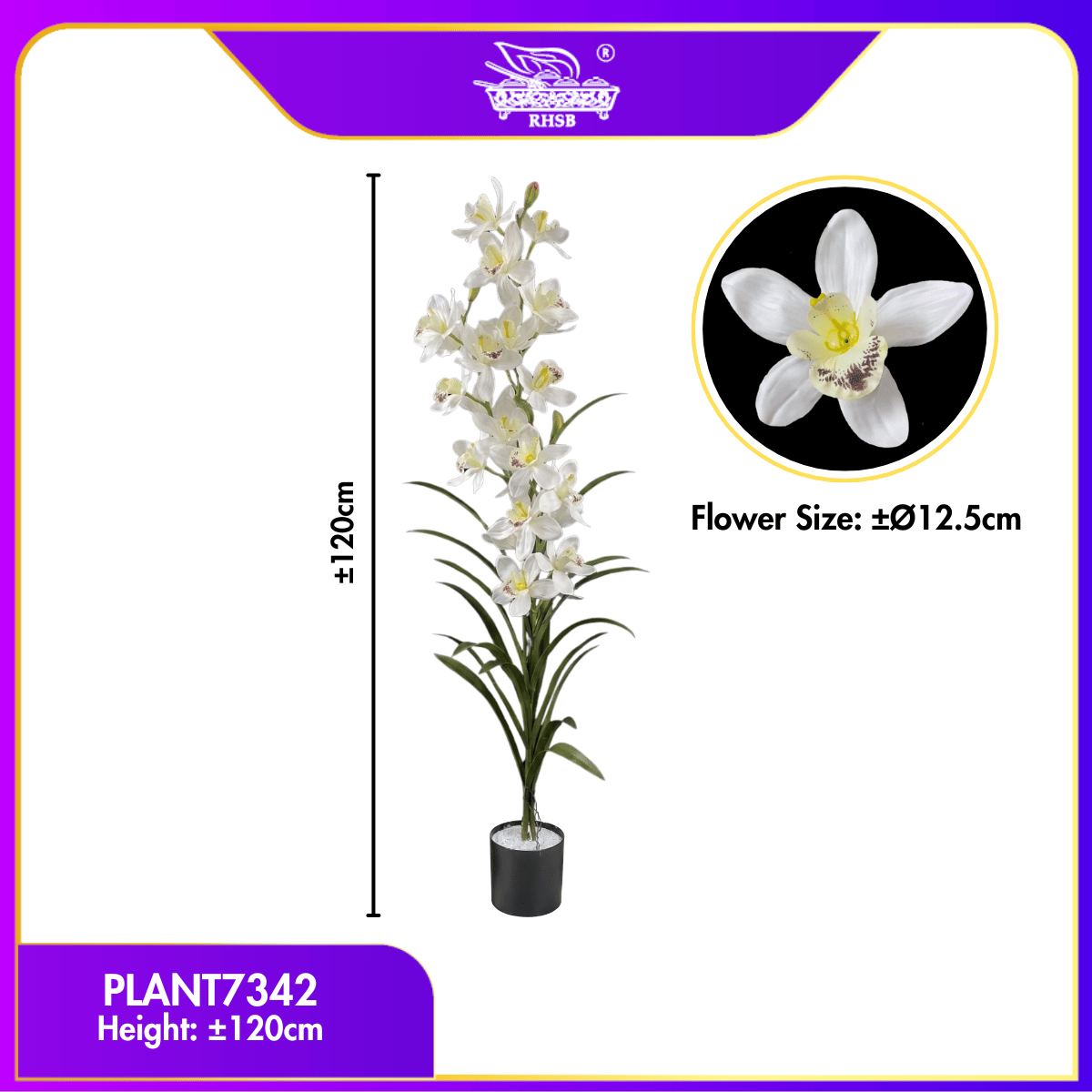 [1 PC] Artificial Orchid Plant 120cm | Pokok Orkid | Bunga Orkid Hiasan Rumah | Pokok Hiasan