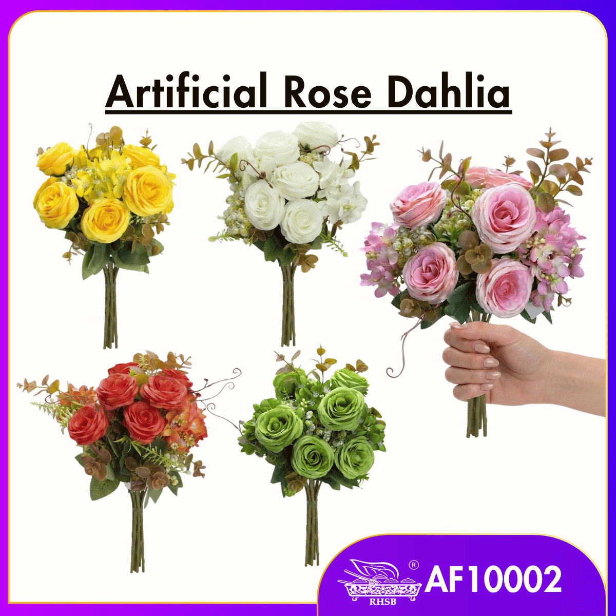 [1 PC] Artificial Rose Dahlia | Flower Bouquet | Bunga Peony | Bunga Hiasan | Dahlia With Rose | Artificial Flower | AF10002