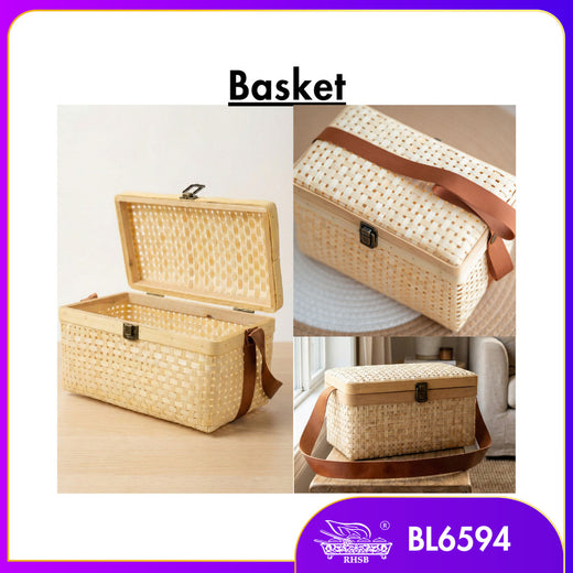[1PC] Bakul Rotan Anyaman Tangan | Bekas Simpanan Serbaguna | Dekorasi Rumah BL6594