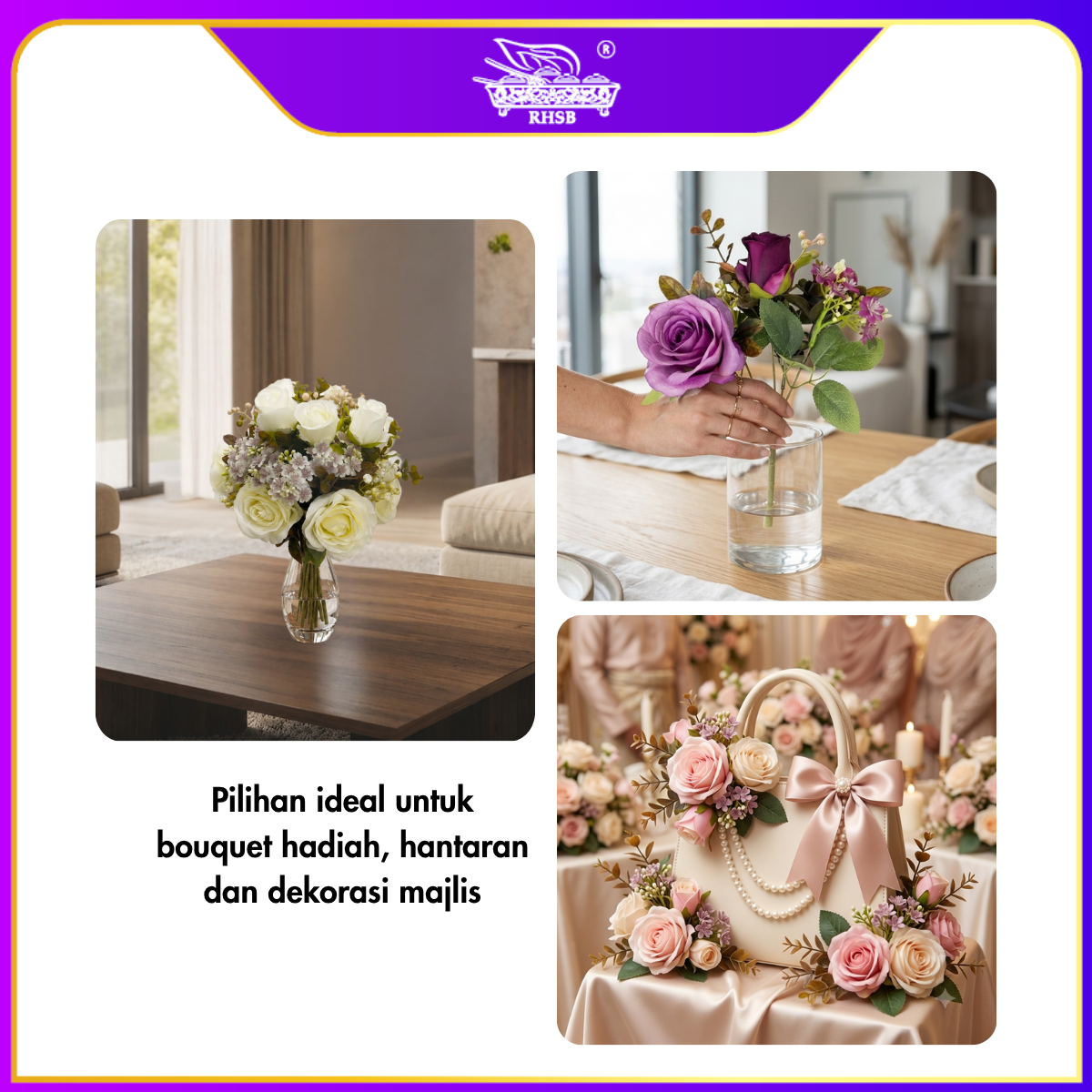 [1 PC] BUNGA TANGAN / HAND BOUQUET / BUNGA ROSE / ROSE / BUNGA HIASAN / BUNGA MURAH / ARTIFICIAL FLOWER / FLOWER AF10000