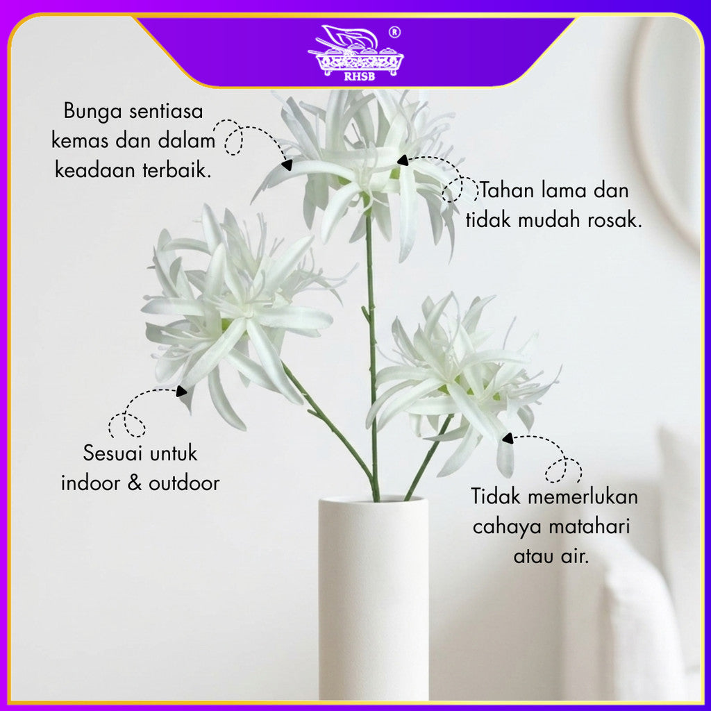 [1 PC] 3 Heads Spider Lily Artificial Flower 67CM | Bunga Palsu Hiasan Rumah Wedding Deco AF10008