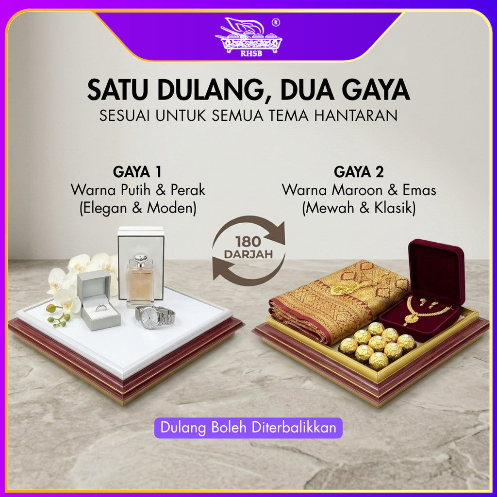 [1 PC] Dulang Hantaran Kayu Elegant Premium | Wooden Tray Gold Black White Kayu | Kahwin Nikah Tunang Murah Cantik MY