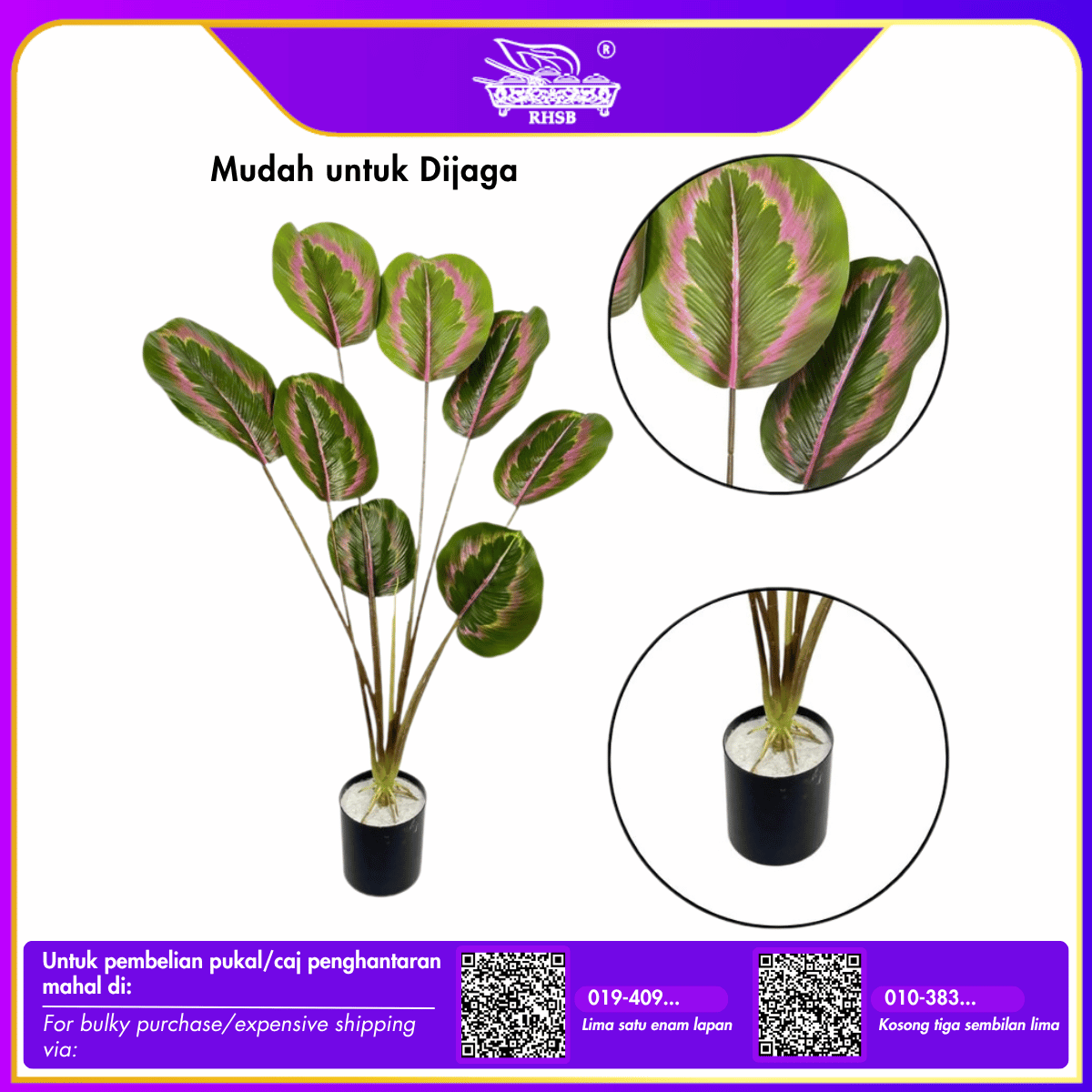 ARTIFICIAL CALATHEAS PLANT / BONSAI / BONZAI / HOME DECOR / BUNGA HIASAN / DECOR RUMAH / PLANT7322-7323