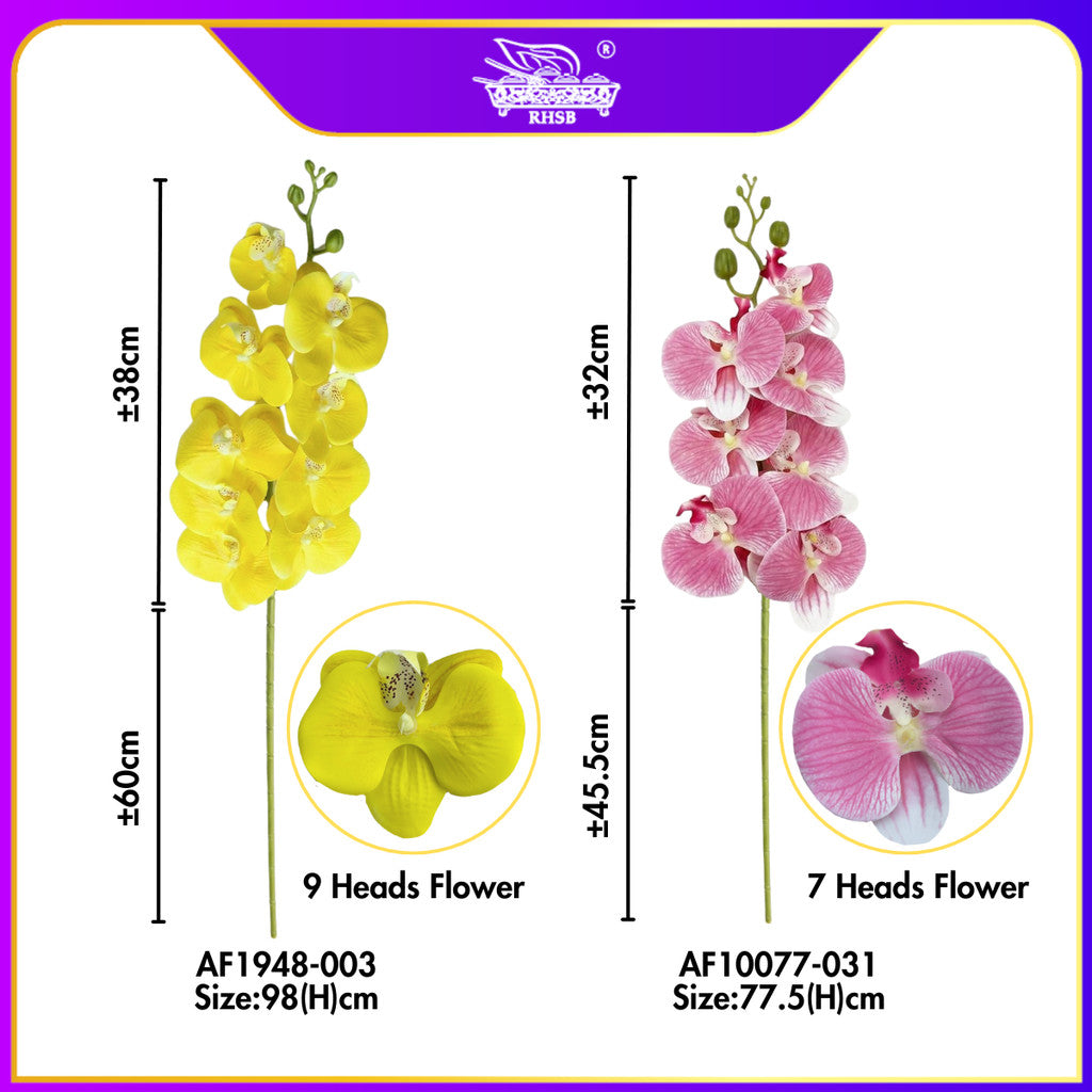 [1 PC] 9/7 Heads Artificial Orchid Latex / Bunga Orkid Hiasan / Orkid Latex / Orkid / Orchid / Bunga Hiasan