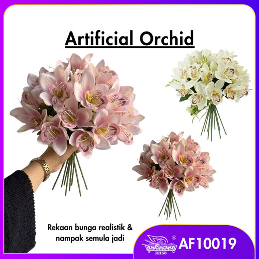 [1 PC] Bunga Orkid Artificial 5 Kepala 31CM | Silk Orchid Flower Premium | Dekorasi Rumah Pejabat Majlis Kahwin AF10019