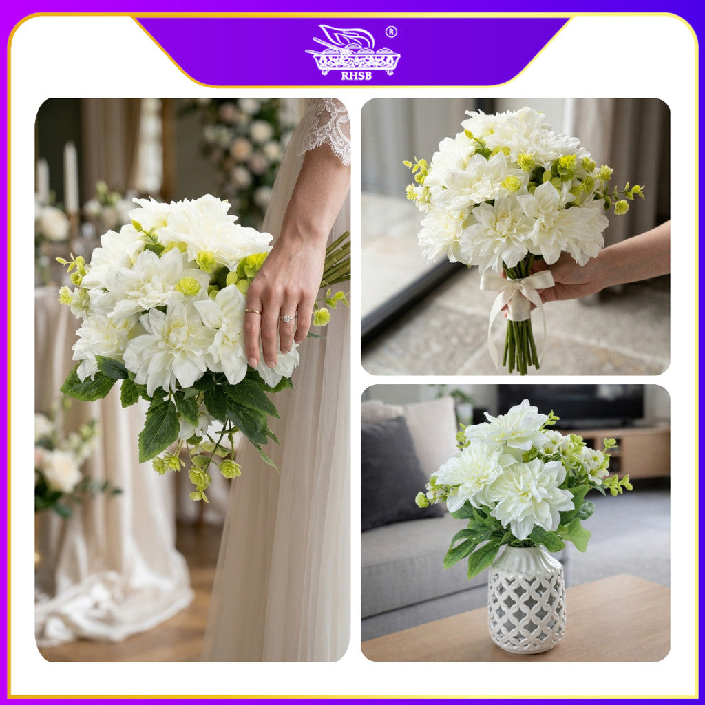[1 PC]Artificial Dahlia Flower 6 Head / Bunga Hiasan Gubahan Dulang Hantaran / Wedding Decor AF1946