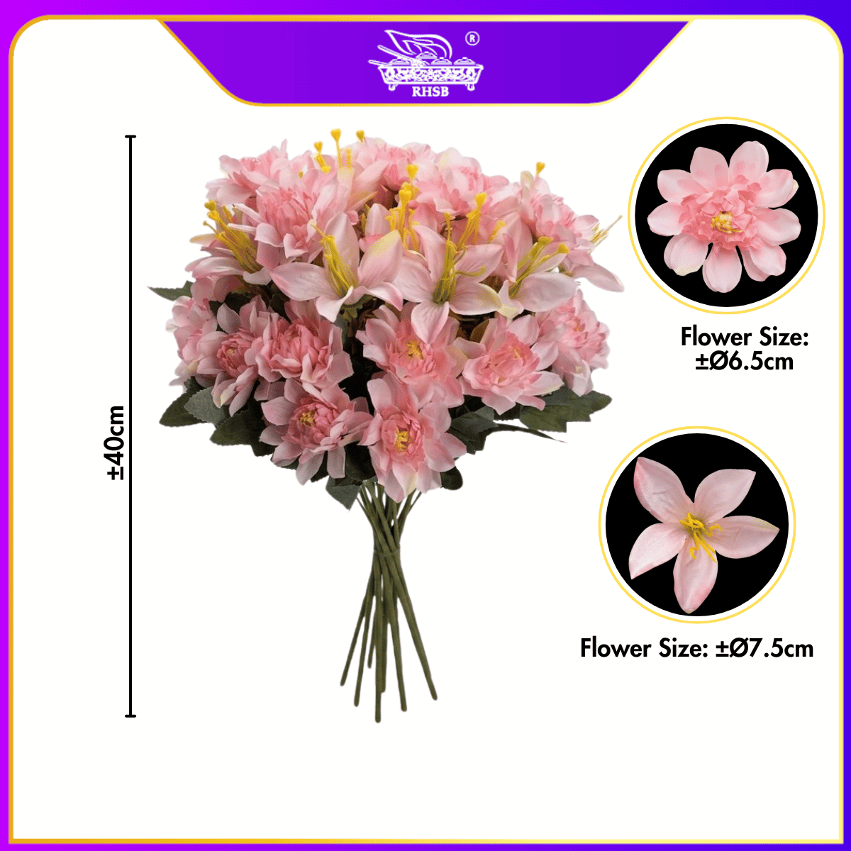 [1 PC] Artificial Dahlia Bush | Faux Dahlia | Bunga Dahlia | Bunga Hiasan | Flower Bouquet | AF10023