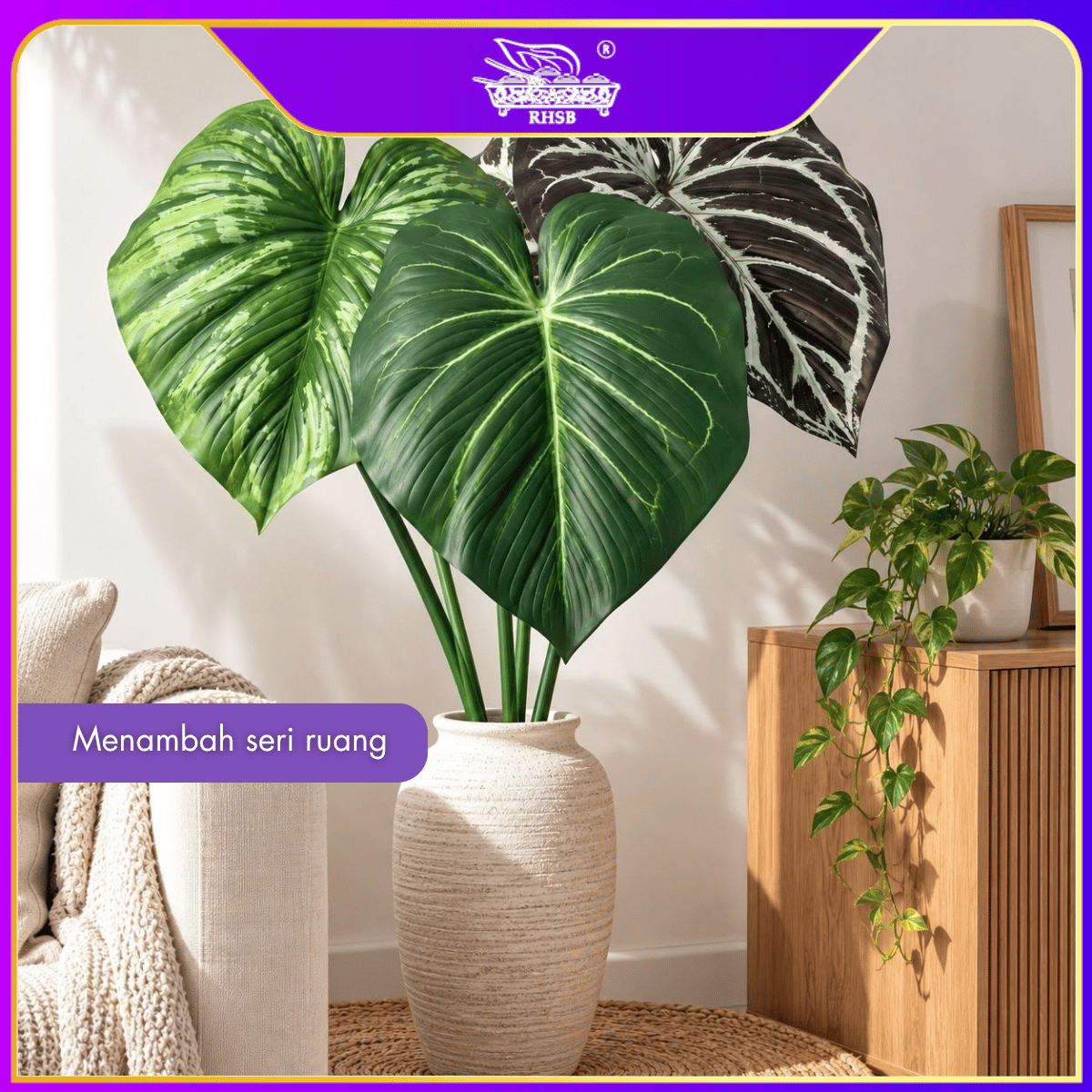 [1 PC] Premium Artificial Green Plant / Pokok Hiasan Daun Tiruan / Monstera Philodendron Fake Plant for Home Wedding Decor LF4568