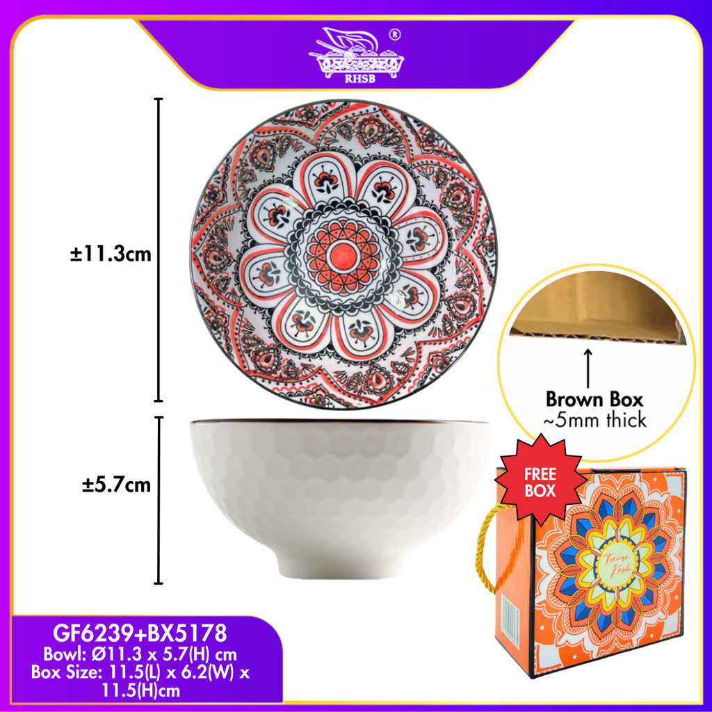 [1 PC] BOHEMIAN STYLE RICE BOWL WITH BOX/ CERAMIC BOWL/ SOUP BOWL/ WEDDING DOORGIFT DINNERWARE/ MANGKUK SERAMIK BOHEMIA GF6238-GF6245