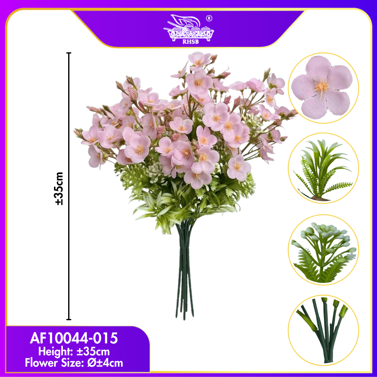 [1PC] 5 HEADS MERCURY FLOWER / ARTIFICIAL FLOWER / BUNGA HIASAN / WEDDING DECORATION / PERIWINKLE FLOWER / AF10044