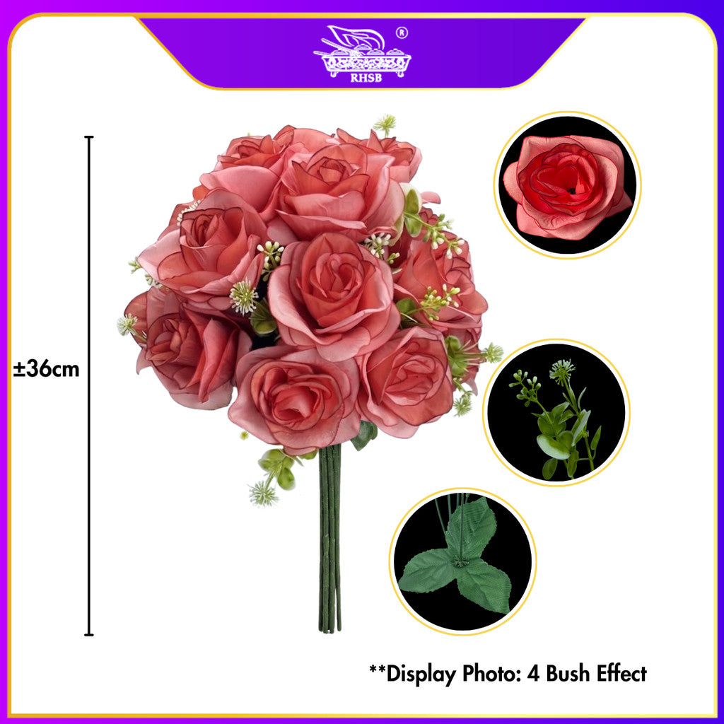 [1 PC] 37cm | Bunga Rose Tiruan 5Kuntum |Bunga Hiasan Rumah |Gubahan Hantaran |Artificial Rose Bouquet for Home & Wedding Decor AF10033