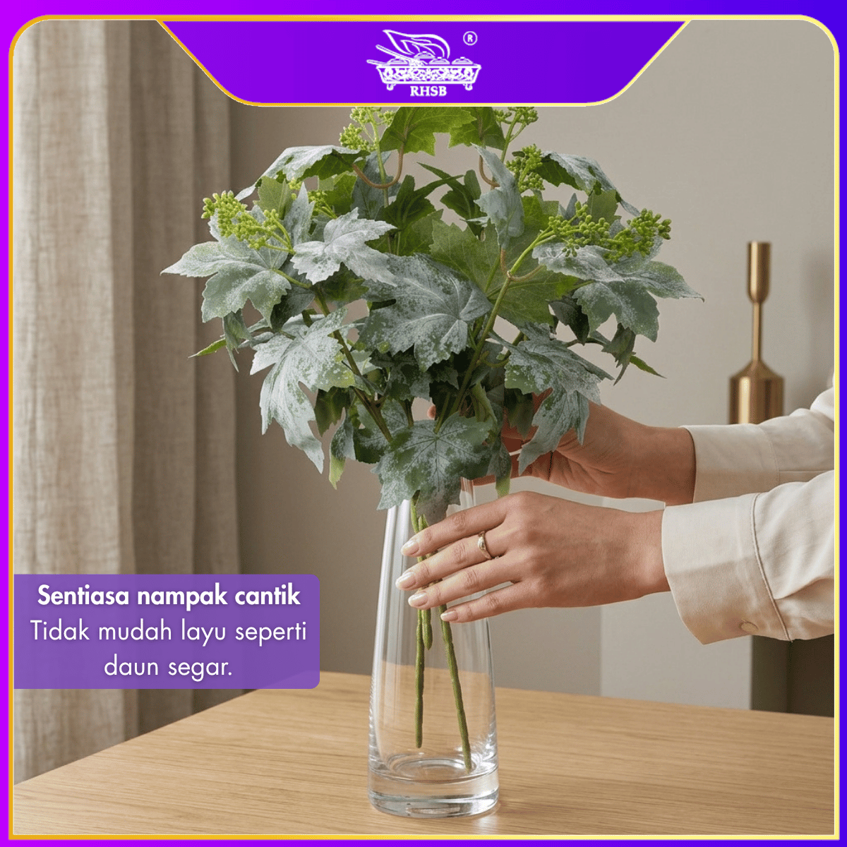 [1PC] Daun Maple & Anggur Tiruan 42CM | Artificial Leaf Branch Home Decoration AF1960