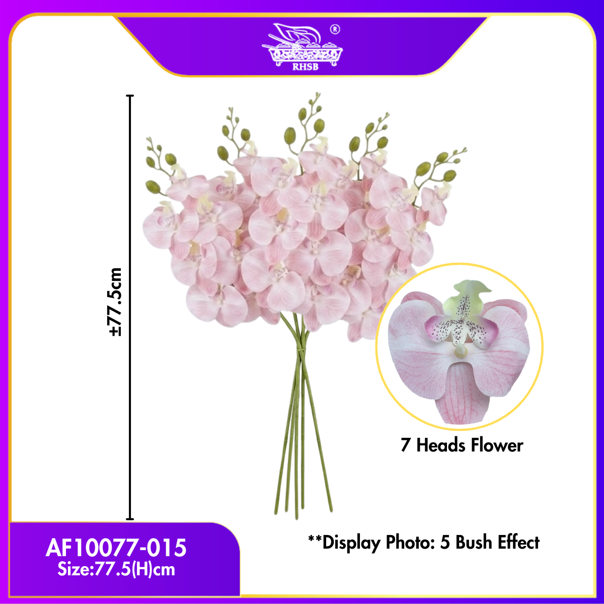 [1 PC] Artificial Orchid Latex 77cm | Bunga Orkid Latex Hiasan  AF10077