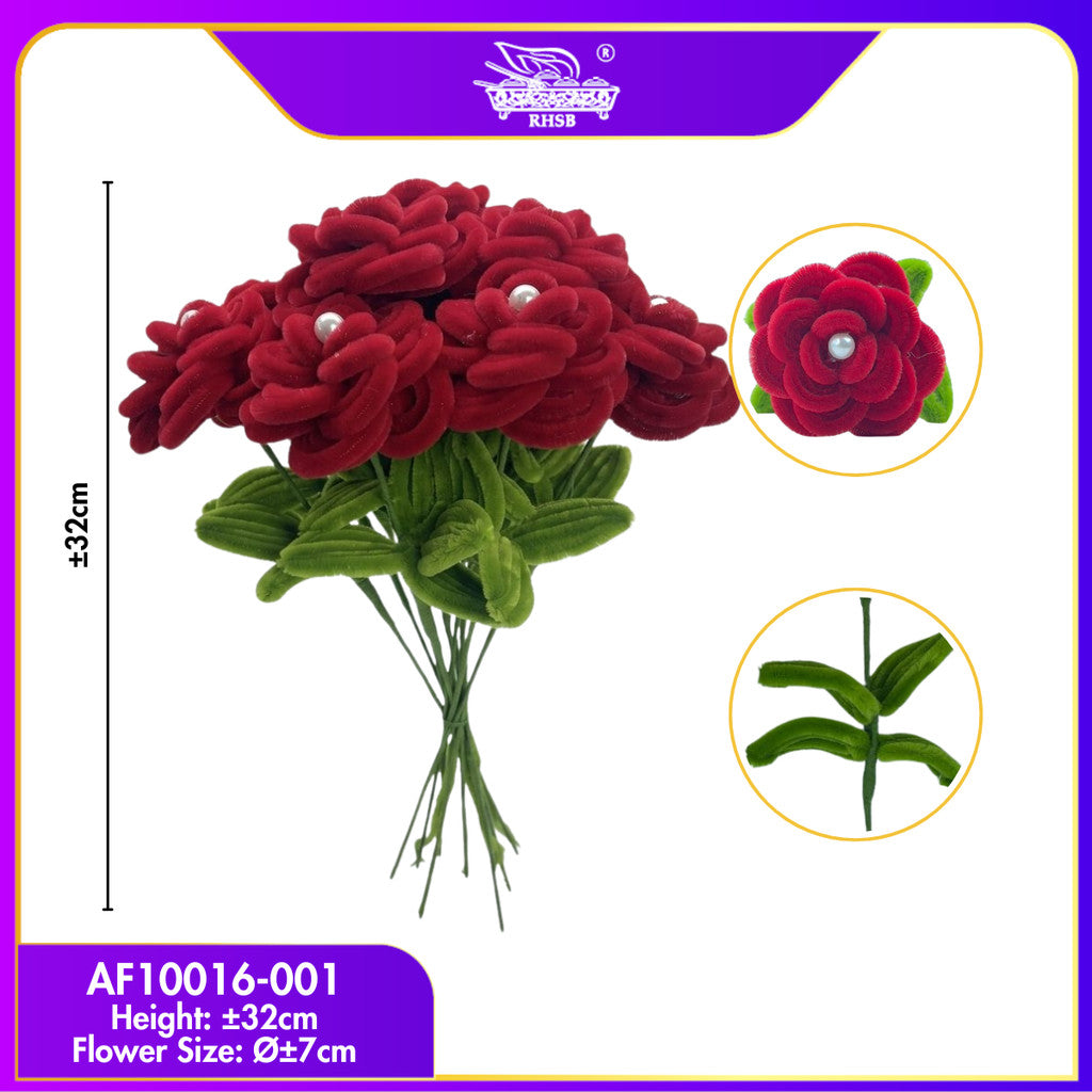 [1 PC] Bunga Rose Kawat Bulu Handmade | Bouquet Pipe Cleaner Aesthetic Hadiah Graduation Birthday AF10016