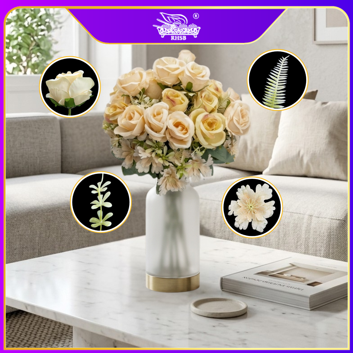 [1 PC] Artificial Peony Rose Bush 40cm | Bunga Hiasan Peony Ros AF10006