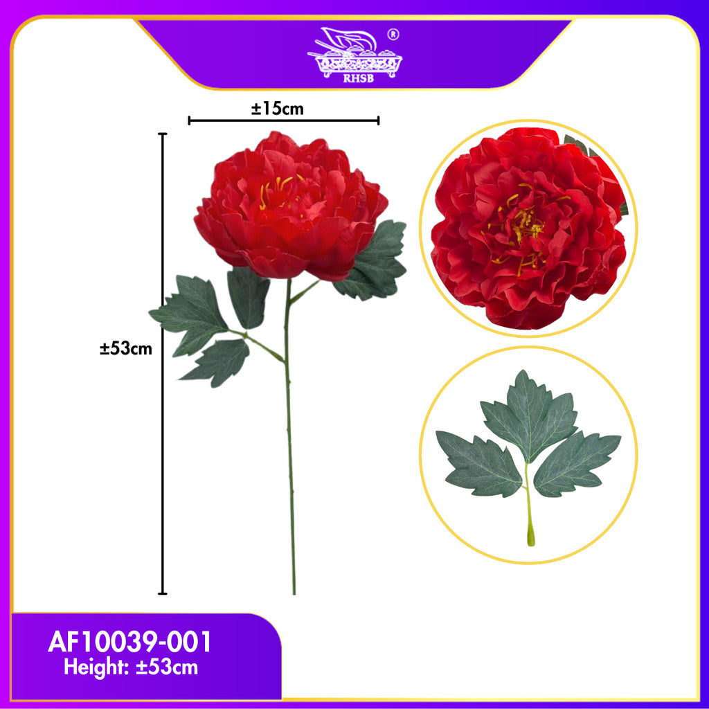 [1PC] Peony Artificial Flower 53cm | Single Flower Head 15cm | Chinese New Year Deco Hamper AF10039