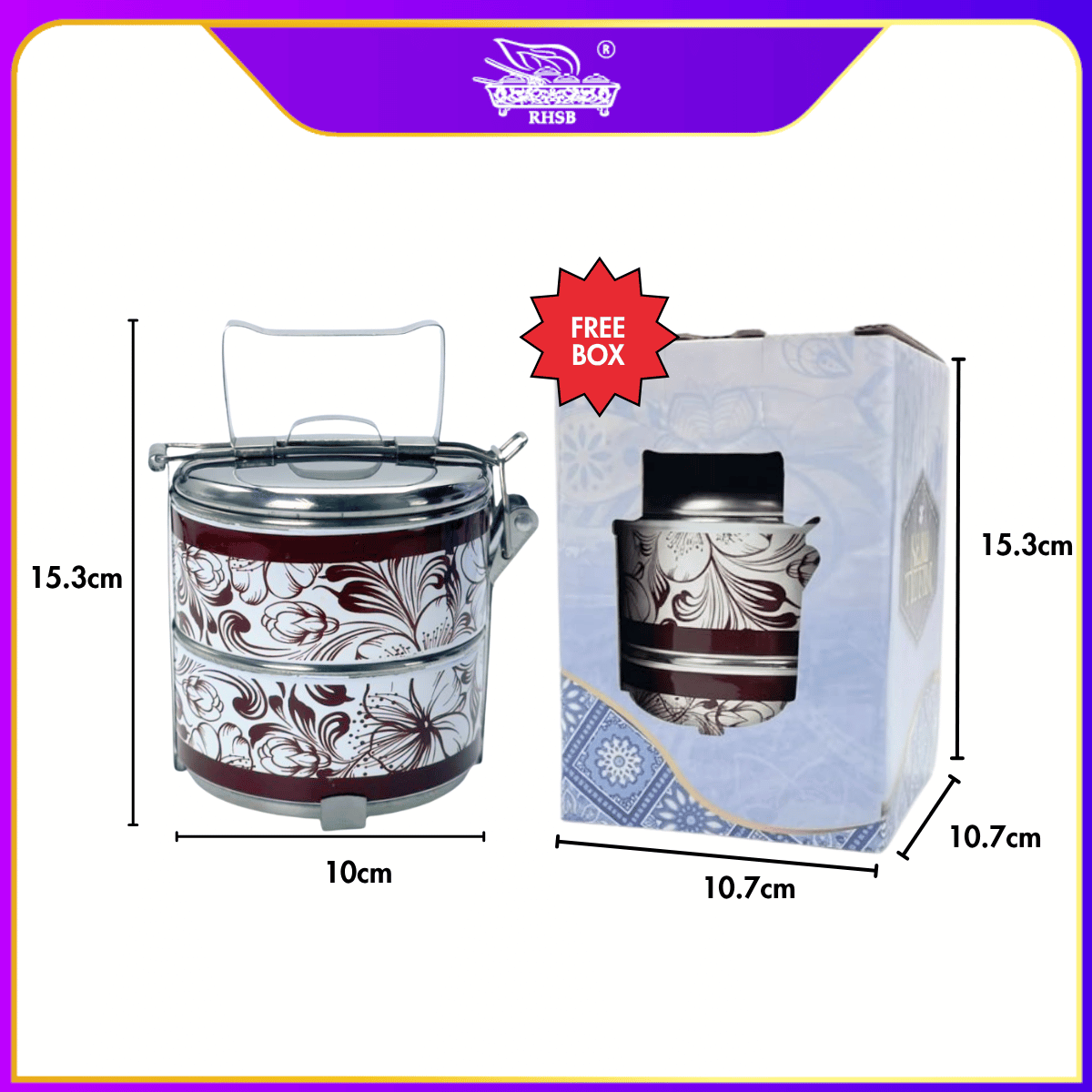 [1 PC] Mini Tiffin Stainless Steel 2 Tier | Mangkuk Tingkat Doorgift Kahwin Nikah