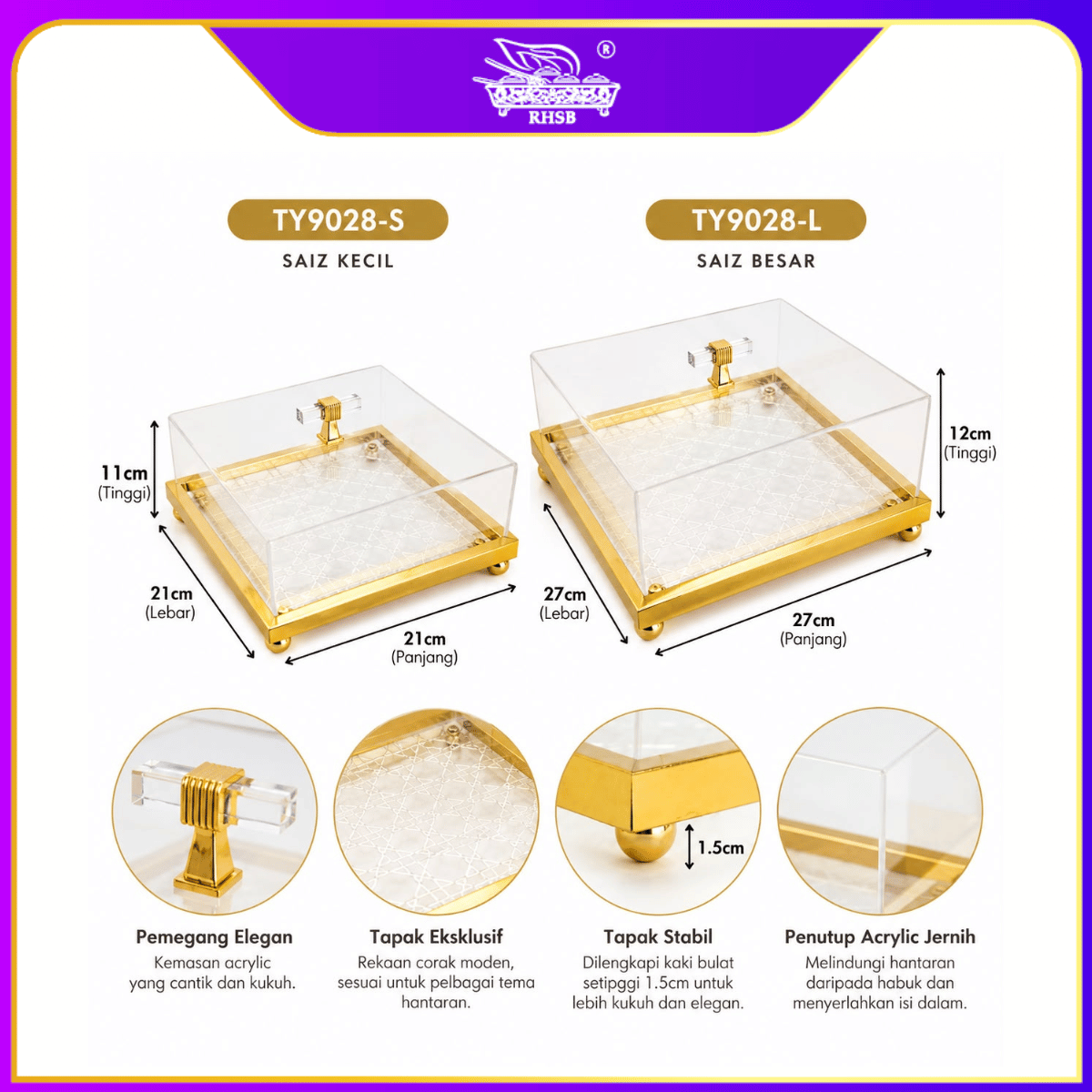 [1 SET] Acrylic Fruit Tray/ GIFT TRAY/ DIY WEDDING TRAY/ DULANG HIDANGAN/ FOOD TRAY/ LUXURY SERVING TRAY/ TY9019-TY9023
