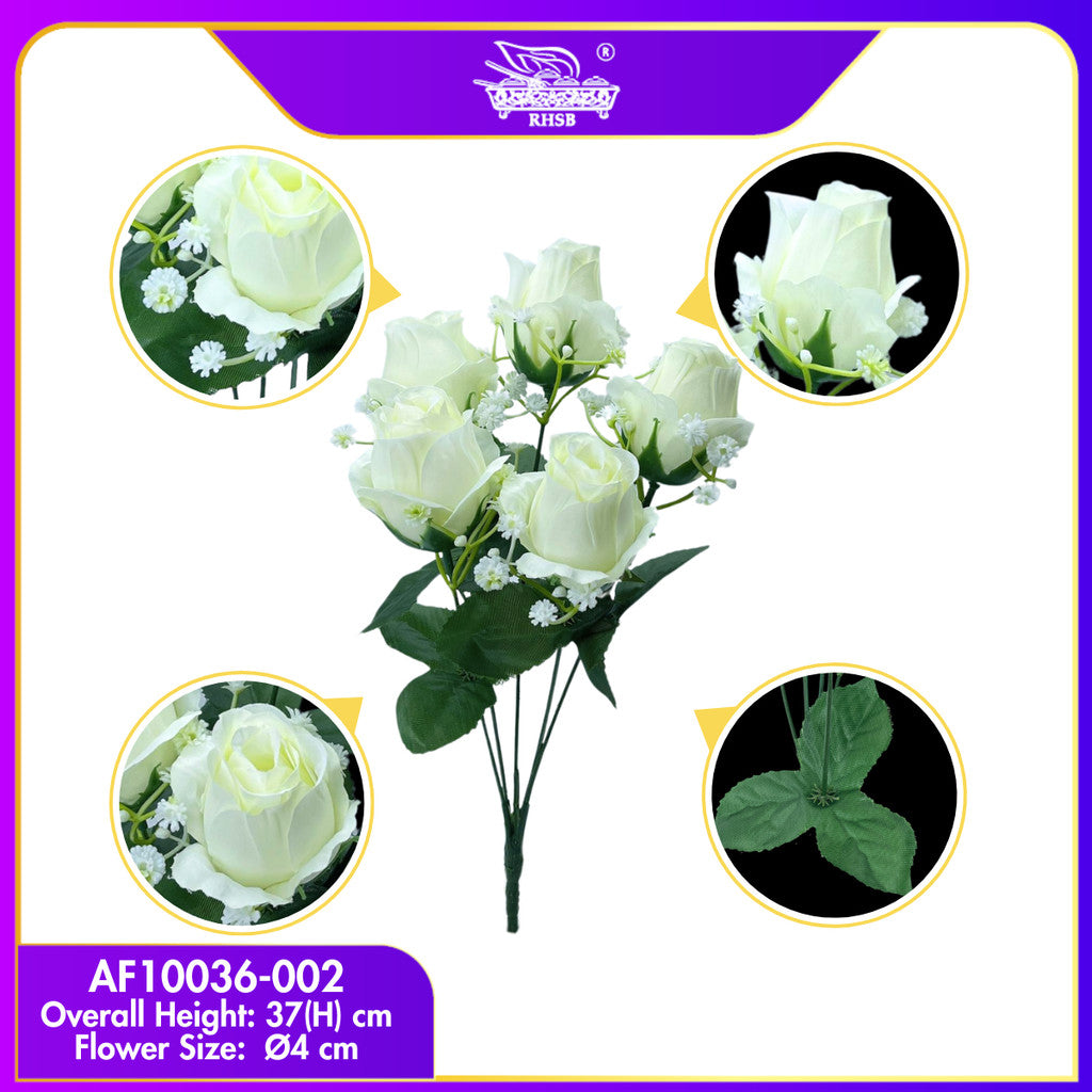 [1PC] Rosebud Artificial Flower | Bunga Ros | 5 Heads | Silk Flower Bouquet | Party | Wedding | Home Decoration AF10036
