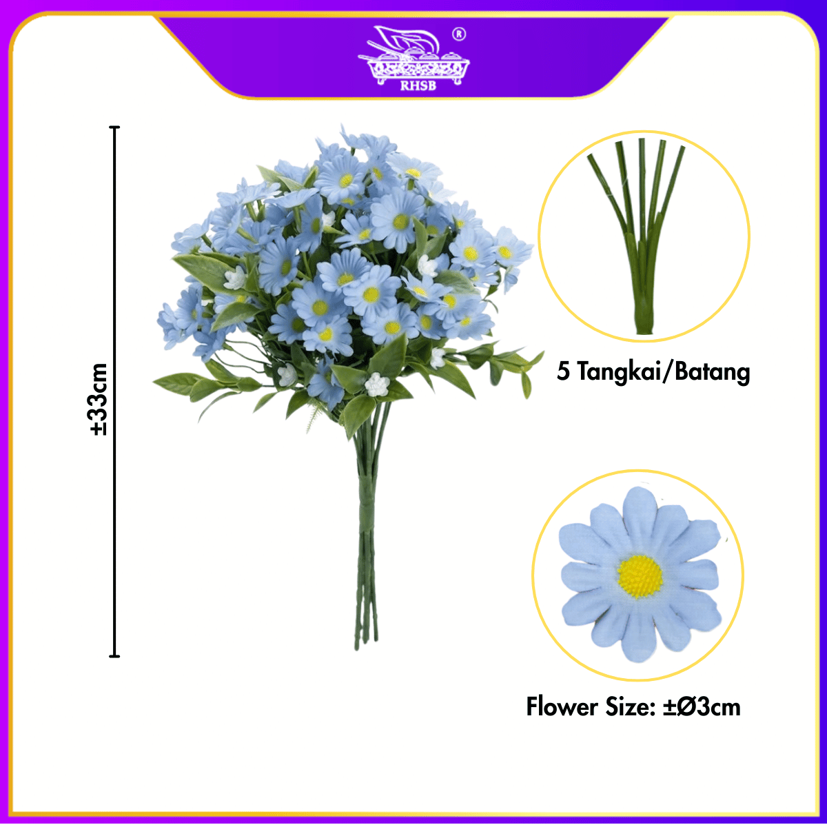 [1 PC]  Artificial Daisy Flower Bunga Rose Mawar | Bouquet Pengantin Wedding Decoration Hiasan Rumah AF10018