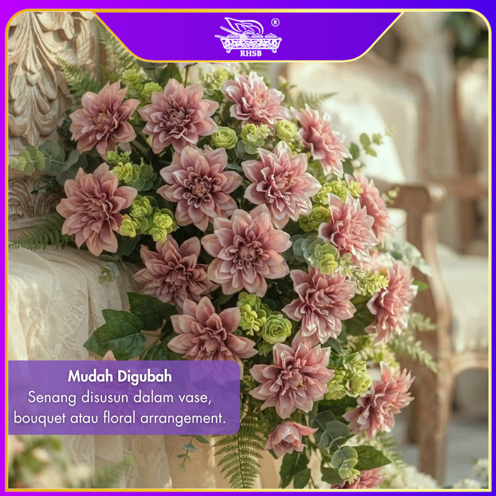 [1 PC]Artificial Dahlia Flower 6 Head / Bunga Hiasan Gubahan Dulang Hantaran / Wedding Decor AF1946